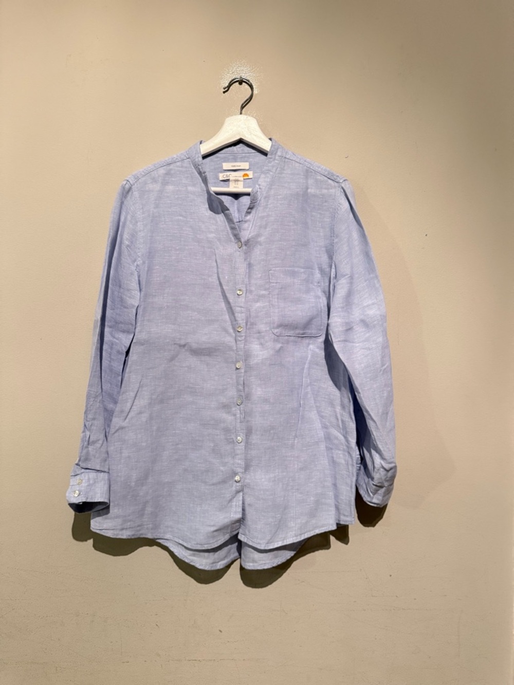 C&C California 100% Linen Top Blouse Vacation Travel Summer Casual Workwear M